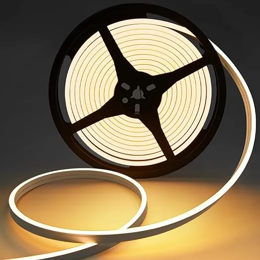 120 LED Flexible Neon Strip Light In UK - 12V Warm White, IP65 Waterproof, Flexible, Cuttable, Energy Efficient, LED Dimmable Neon Rope Lights for Bedroom, Kitchen, DIY Decoration