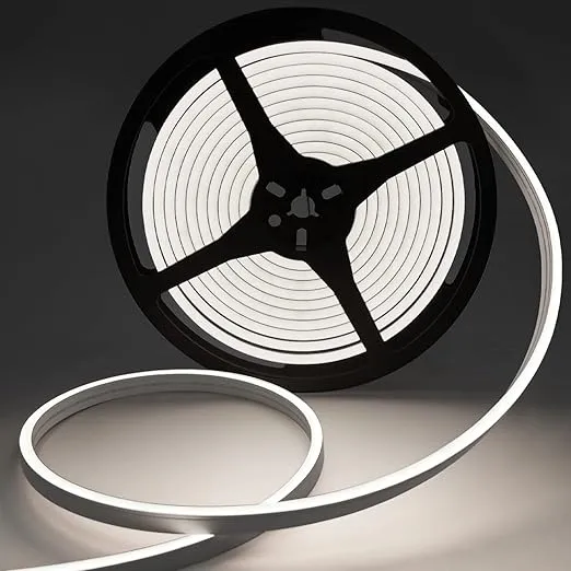 120 LED Flexible Neon Strip Light In UK - 12V Warm White, IP65 Waterproof, Flexible, Cuttable, Energy Efficient, LED Dimmable Neon Rope Lights for Bedroom, Kitchen, DIY Decoration