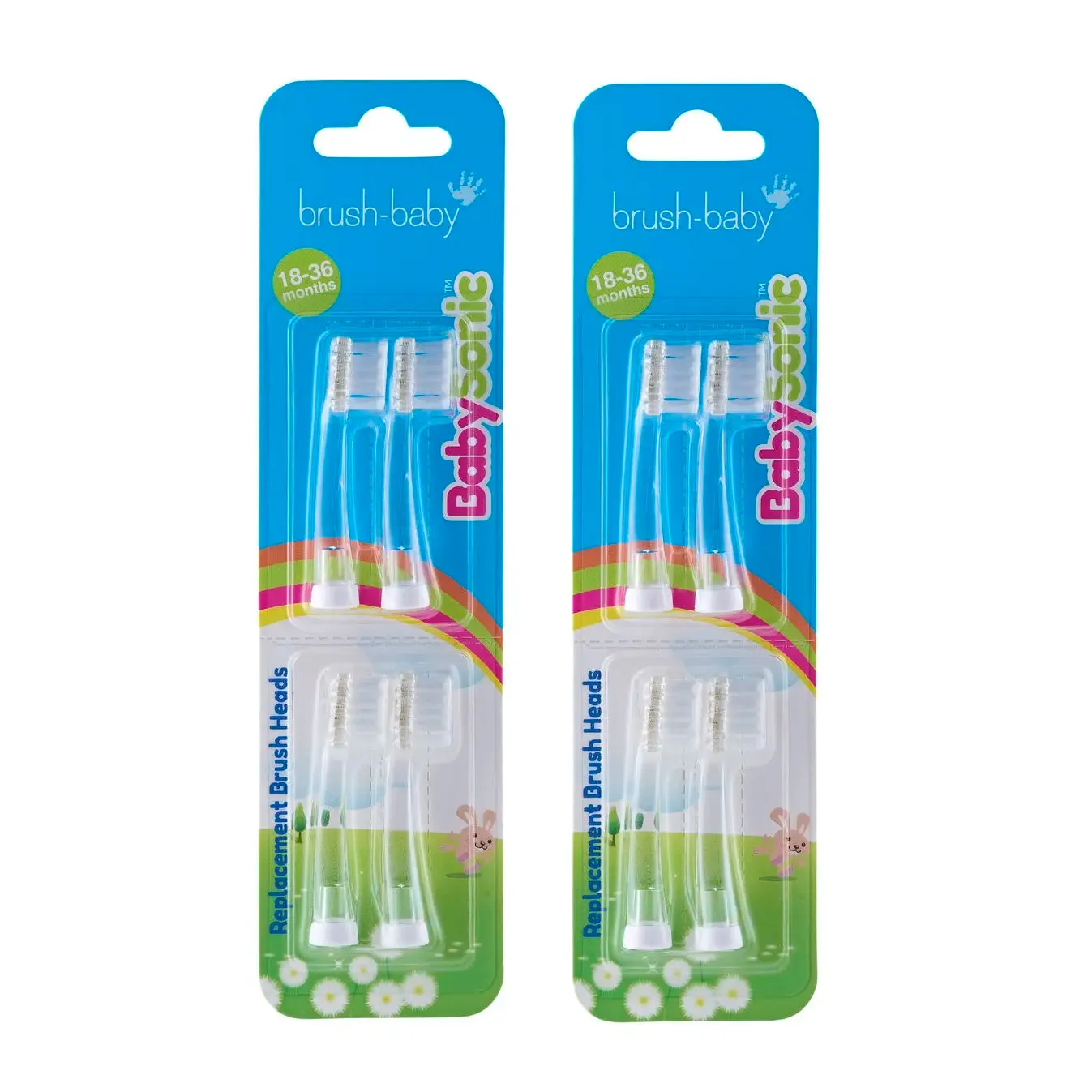 2 Packs of Baby Sonic® Replacement Electric Toothbrush Heads 18-36 mths (4 x Brush Heads Per Pack)