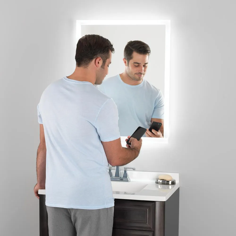 24 in. x 30 in. LED Wall Mirror with Bluetooth Speakers
