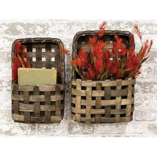2/Set, Aged Tobacco Wall Pocket Baskets