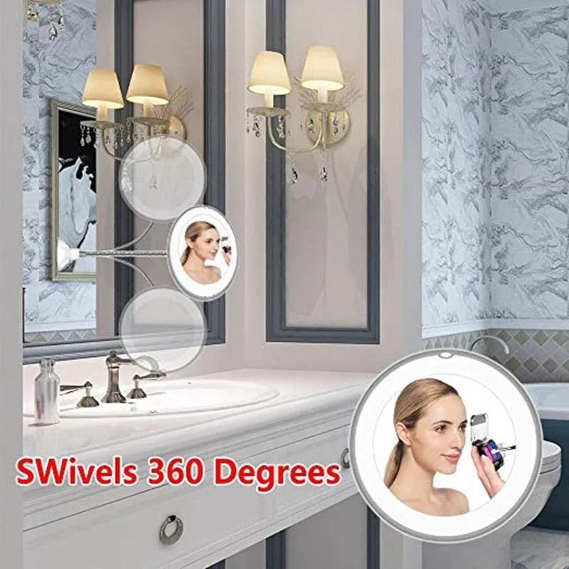 360 Rotates Magnifying LED Lighted Makeup Mirror