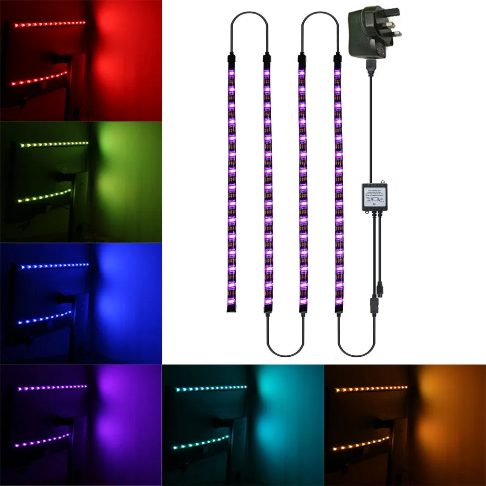 4PCS 50cm Waterproof USB RGB LED Strip Lights with Remote for TV Backlight and Computer Background
