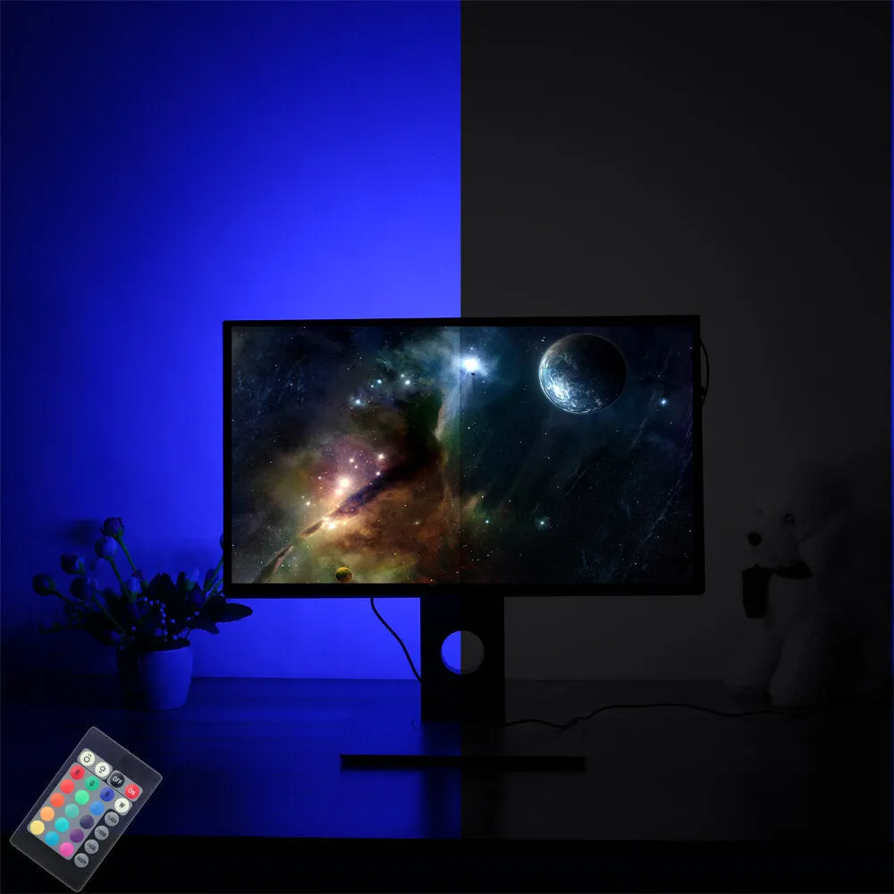 4PCS 50cm Waterproof USB RGB LED Strip Lights with Remote for TV Backlight and Computer Background