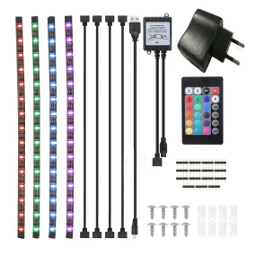4PCS 50cm Waterproof USB RGB LED Strip Lights with Remote for TV Backlight and Computer Background