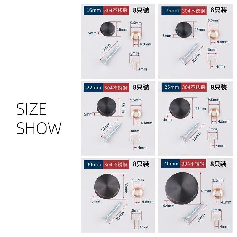4PCS Billboard decoration nails glass fasteners mirror fixing nails stainless steel decoration screw covers furniture hardware