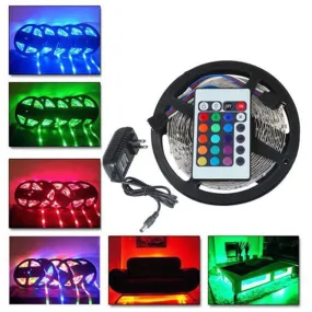 5 Meter RGB LED Strip Kit with 60 LEDs per meter, Controller   Remote   12V 2A Adapter & UK Plug, IP65