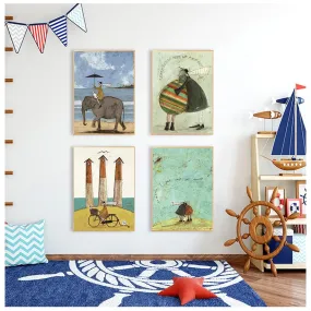 Abstract Landscape Love Dogs Canvas Wall Art