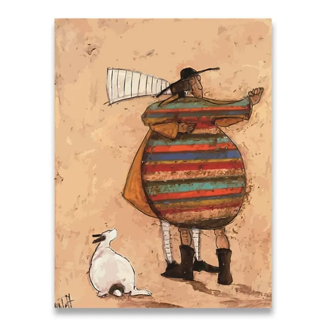 Abstract Landscape Love Dogs Canvas Wall Art