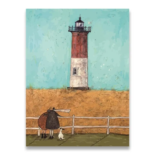 Abstract Landscape Love Dogs Canvas Wall Art