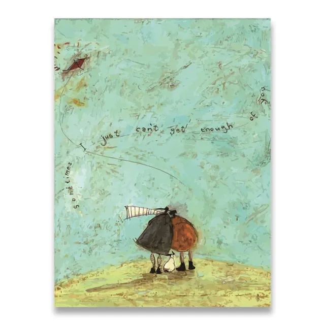 Abstract Landscape Love Dogs Canvas Wall Art