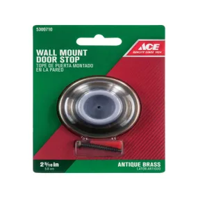 Ace 2-5/16 in. W Solid Brass w/Rubber Stop Antique Gold Wall Door Stop Mounts to door and wall
