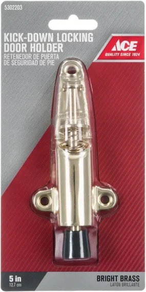 Ace 5 in. W Metal Bright Gold Kick-Down Door Holder Mounts to door