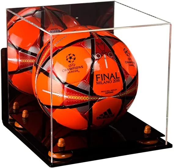 Acrylic Soccer Ball Display Case - Mirror Wall Mounts (B02/A027)