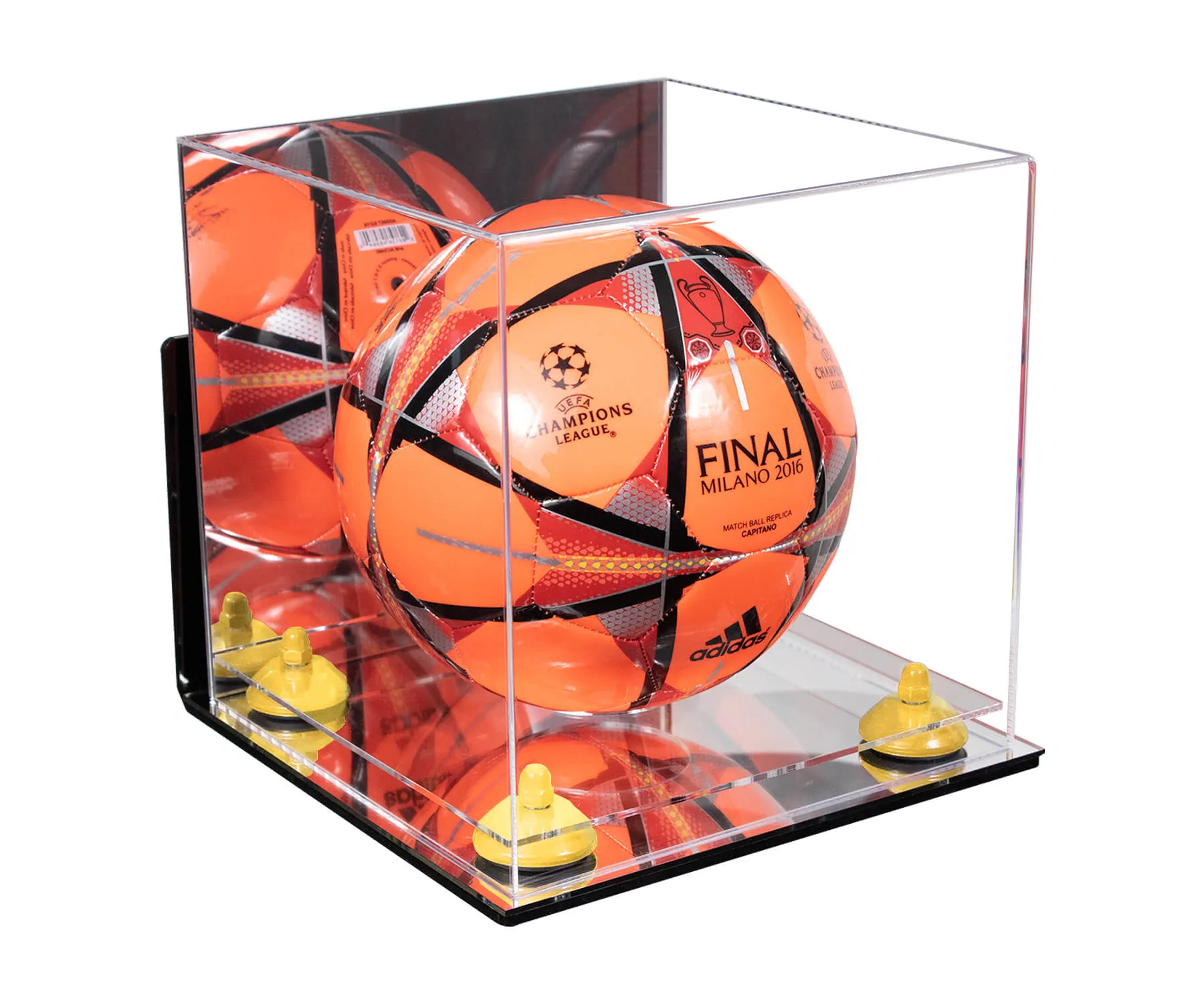 Acrylic Soccer Ball Display Case - Mirror Wall Mounts (B02/A027)