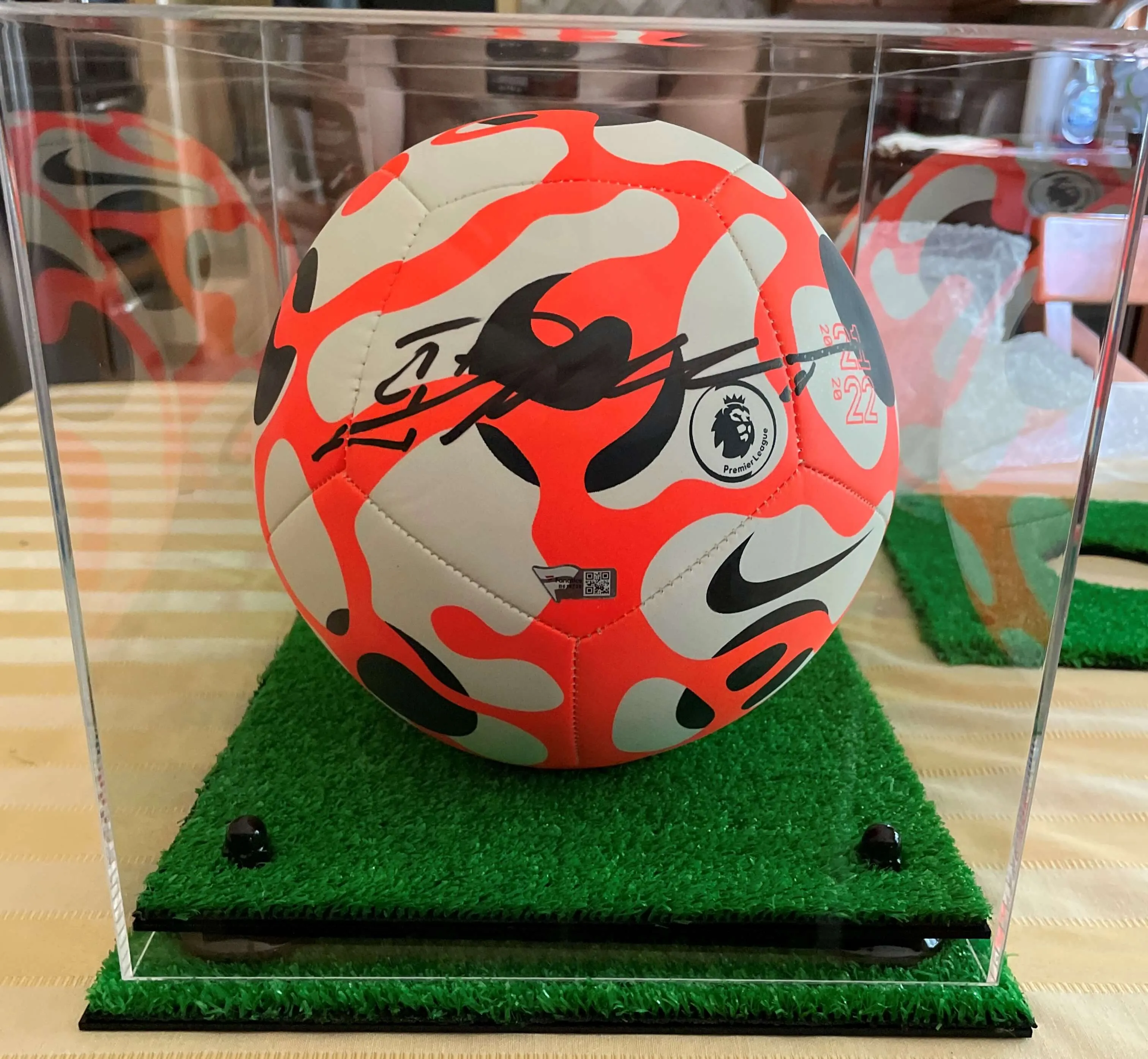 Acrylic Soccer Ball Display Case - Mirror Wall Mounts (B02/A027)