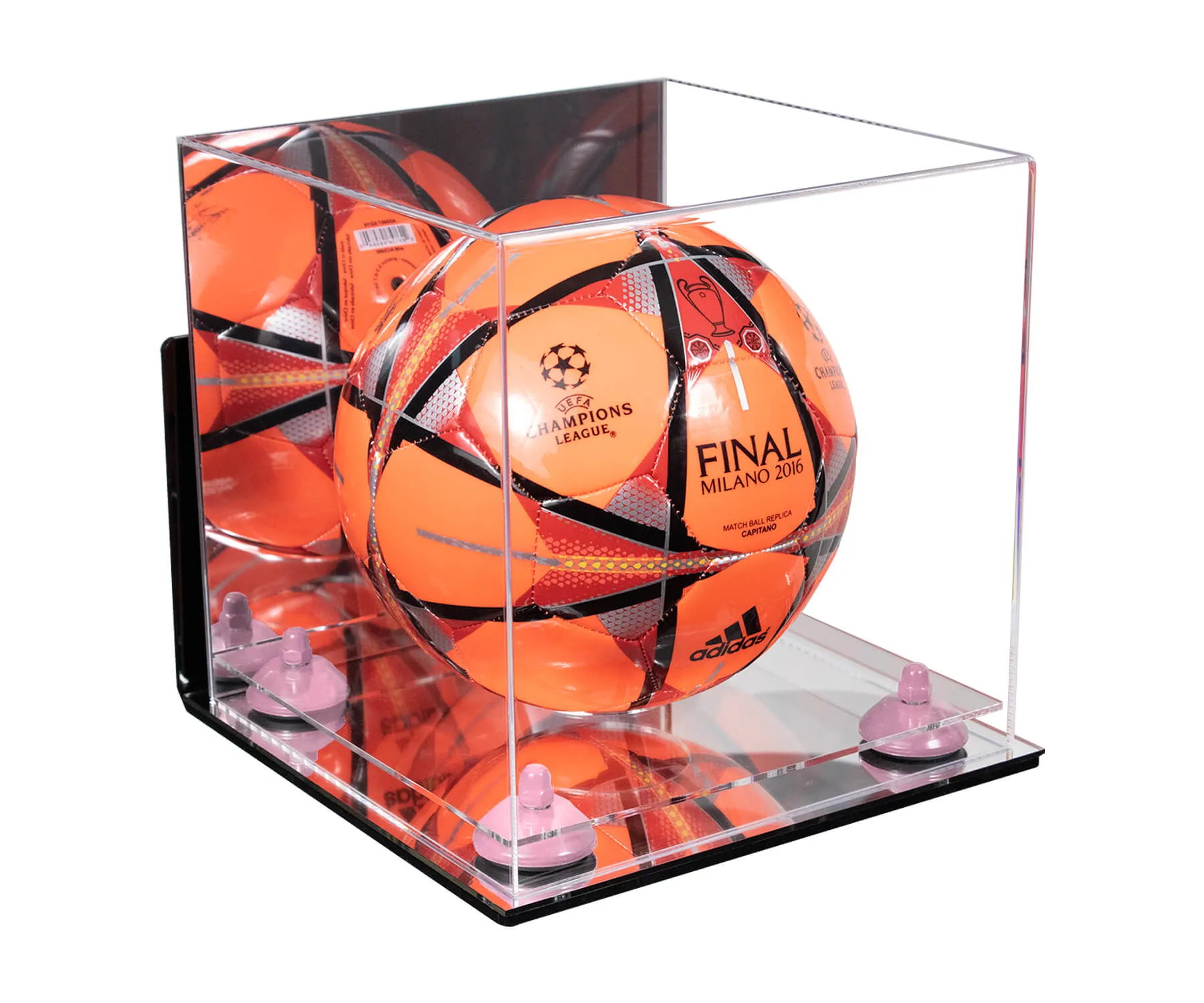 Acrylic Soccer Ball Display Case - Mirror Wall Mounts (B02/A027)