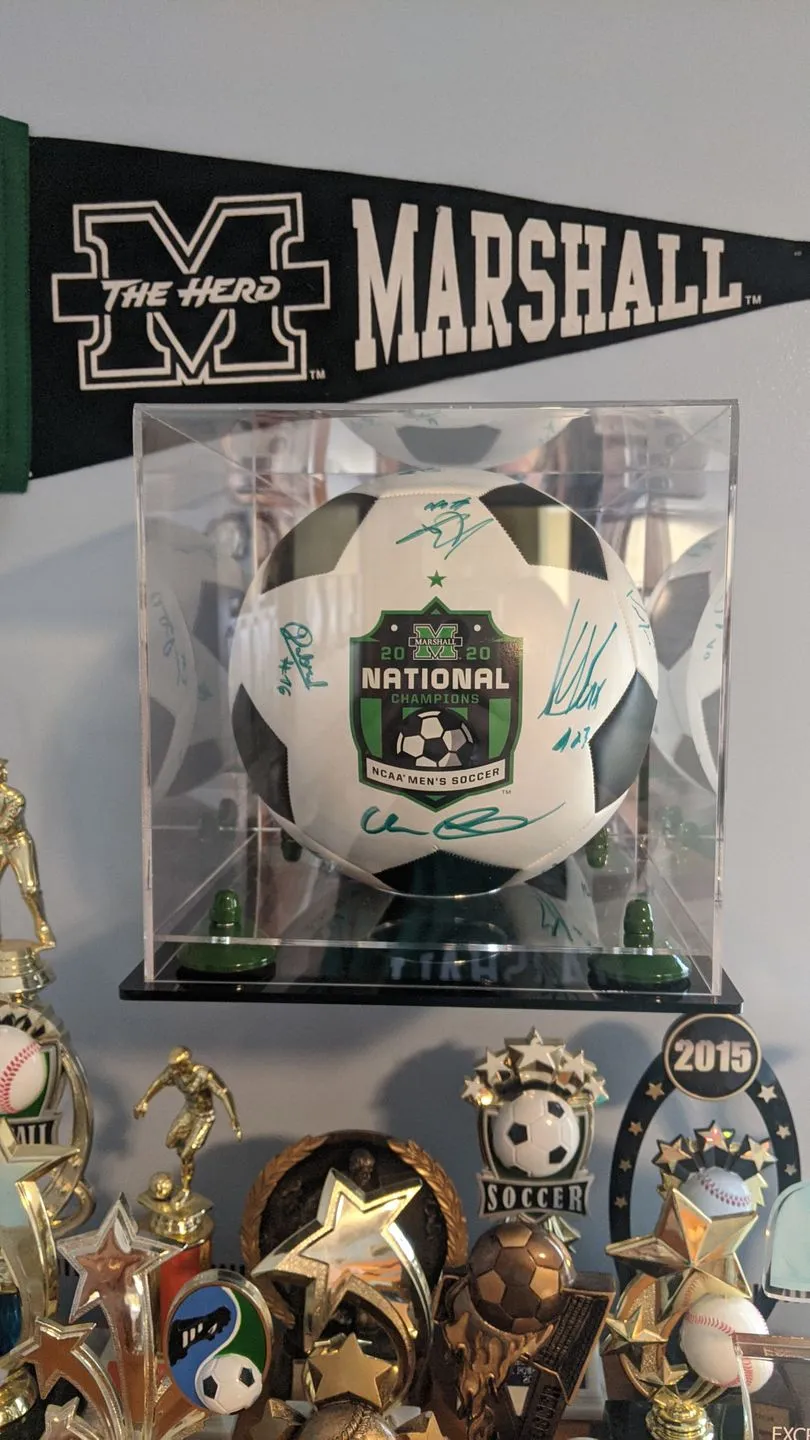 Acrylic Soccer Ball Display Case - Mirror Wall Mounts (B02/A027)