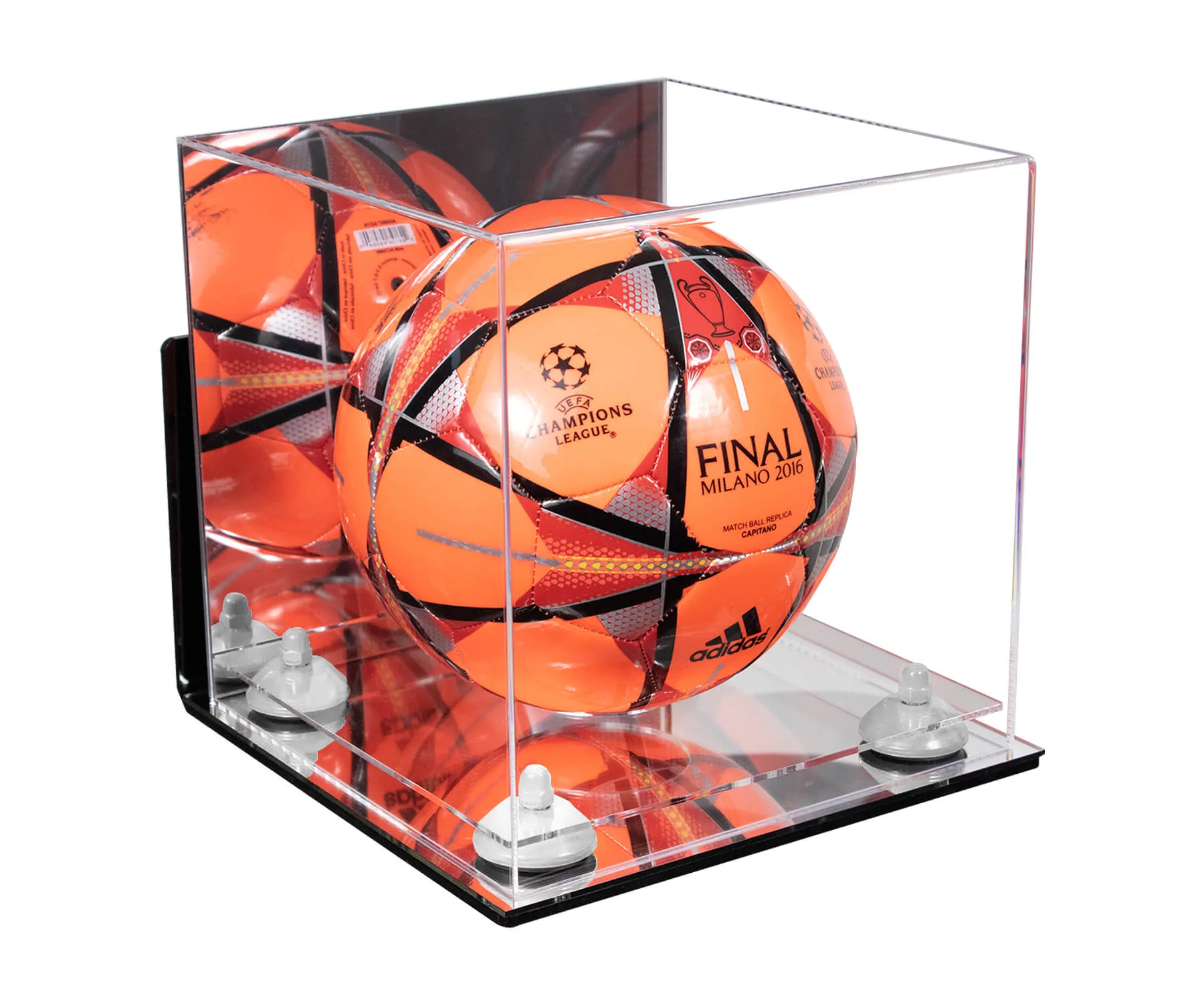 Acrylic Soccer Ball Display Case - Mirror Wall Mounts (B02/A027)