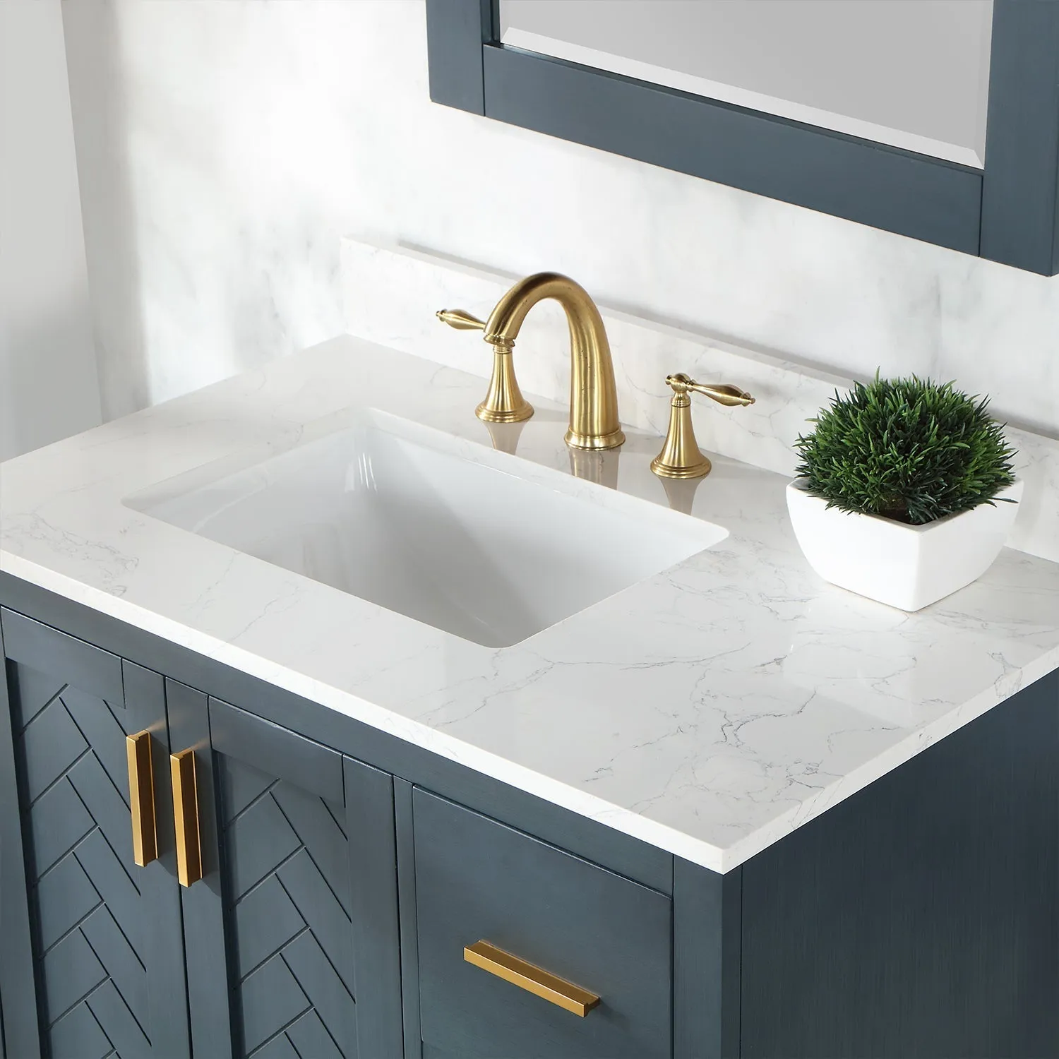 Altair Designs Gazsi 36" Single Bathroom Vanity Set with Grain White Composite Stone Countertop  -543036-BN-GW-NM