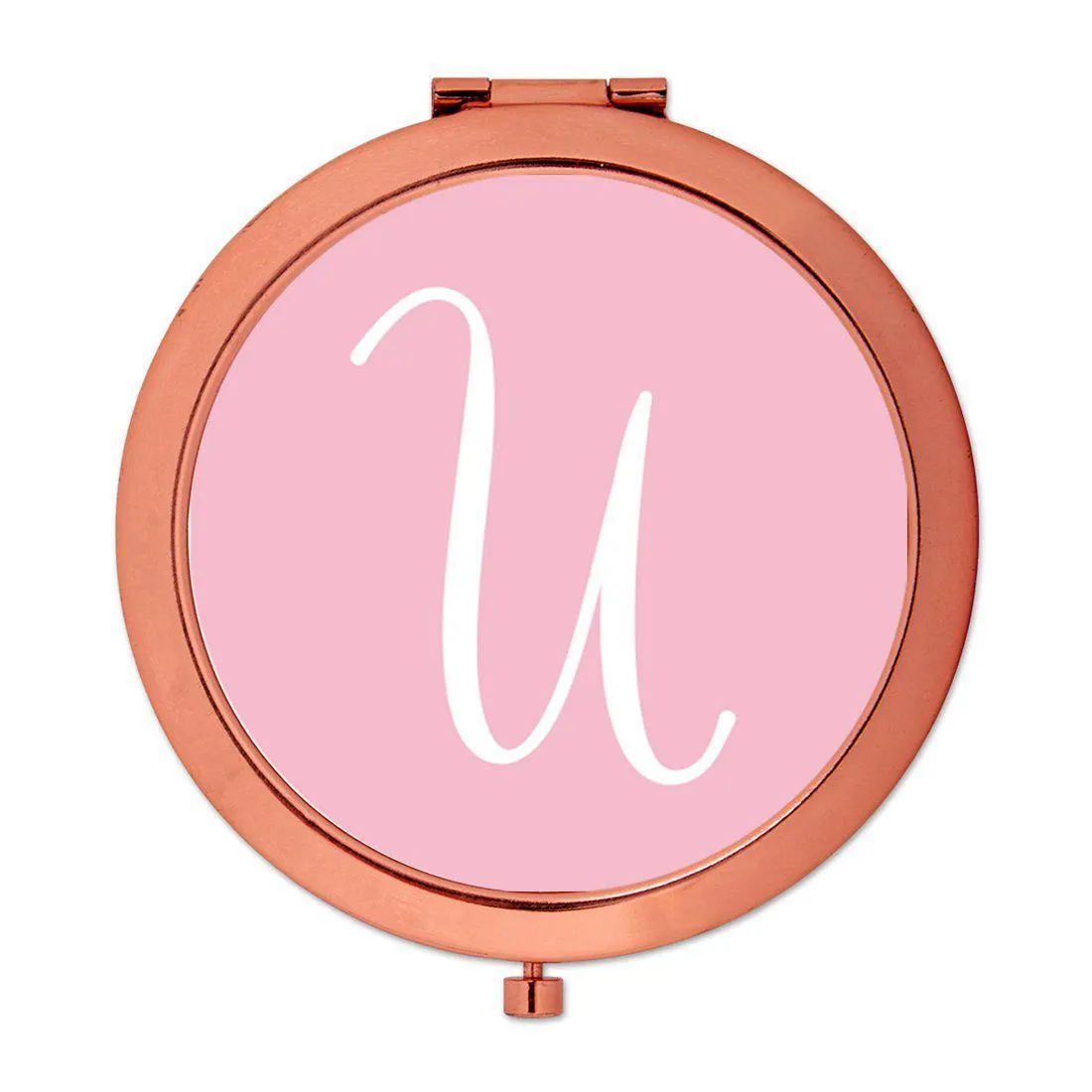 Andaz Press Blush Pink Monogram Rose Gold 2.75 inch Round Compact Mirror