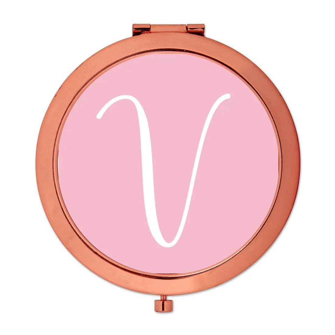 Andaz Press Blush Pink Monogram Rose Gold 2.75 inch Round Compact Mirror