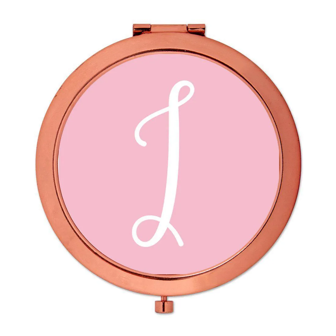 Andaz Press Blush Pink Monogram Rose Gold 2.75 inch Round Compact Mirror