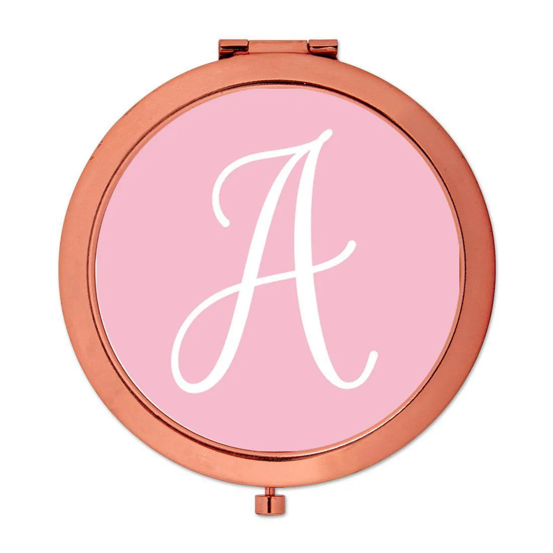 Andaz Press Blush Pink Monogram Rose Gold 2.75 inch Round Compact Mirror