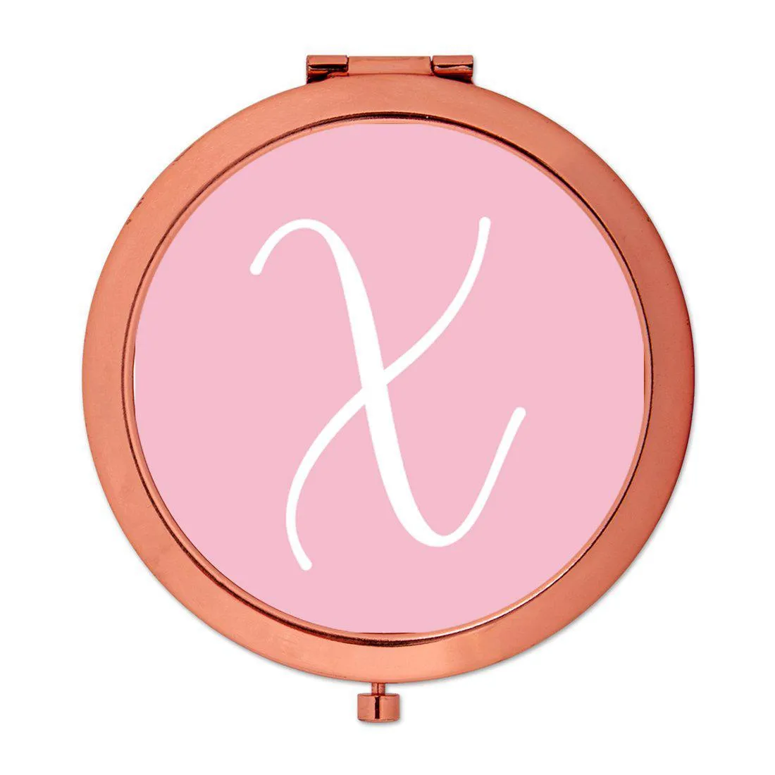 Andaz Press Blush Pink Monogram Rose Gold 2.75 inch Round Compact Mirror