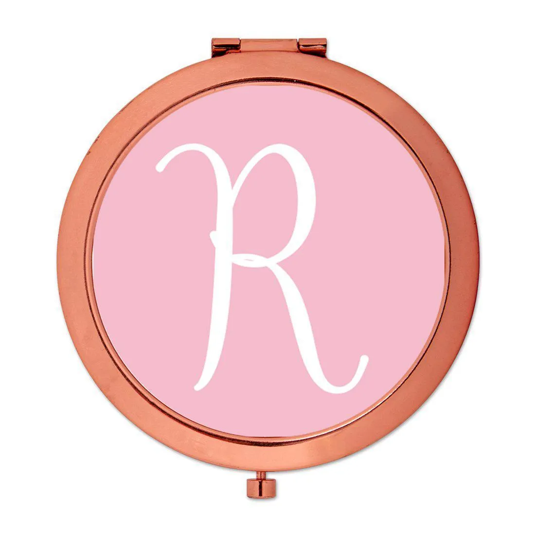 Andaz Press Blush Pink Monogram Rose Gold 2.75 inch Round Compact Mirror