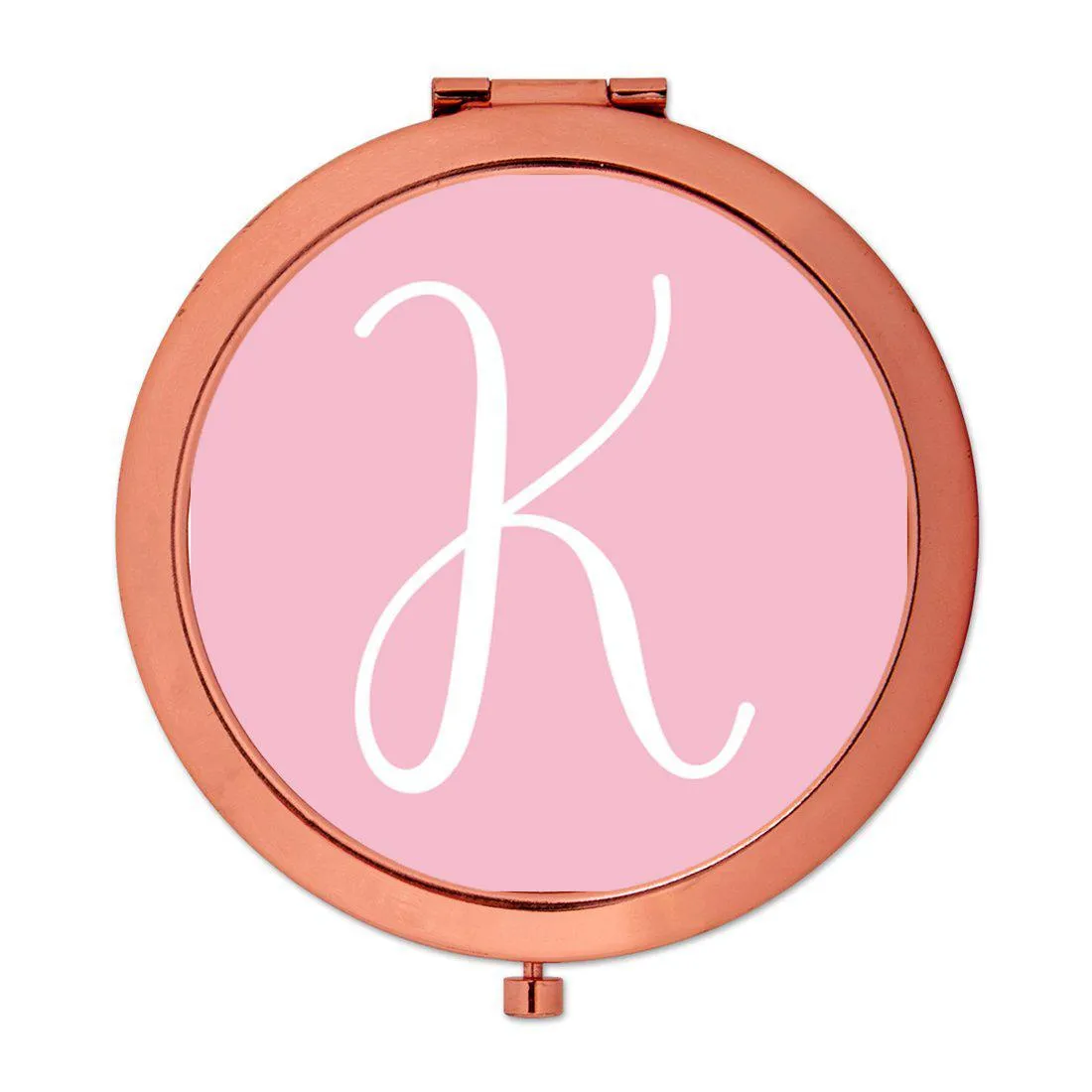 Andaz Press Blush Pink Monogram Rose Gold 2.75 inch Round Compact Mirror