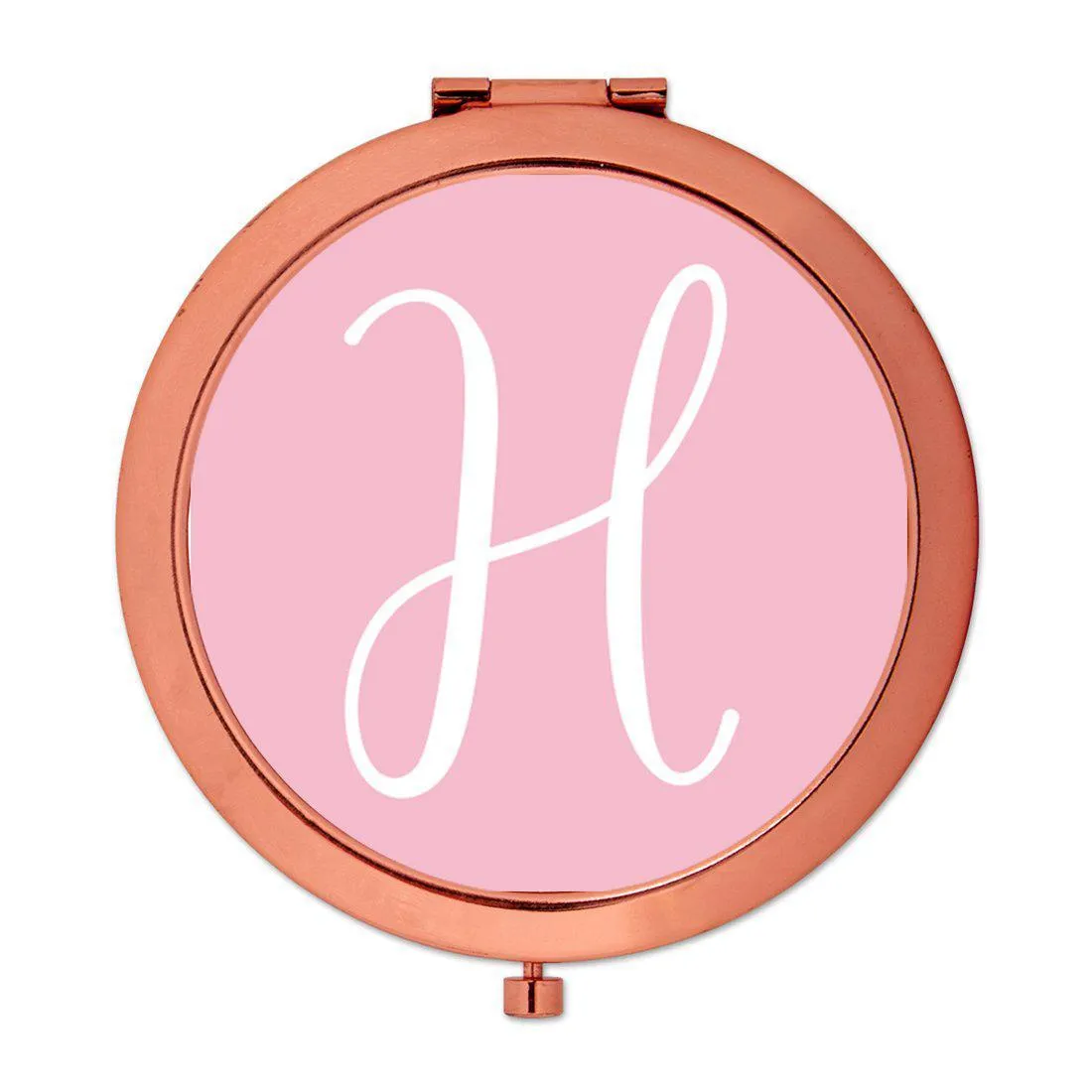 Andaz Press Blush Pink Monogram Rose Gold 2.75 inch Round Compact Mirror