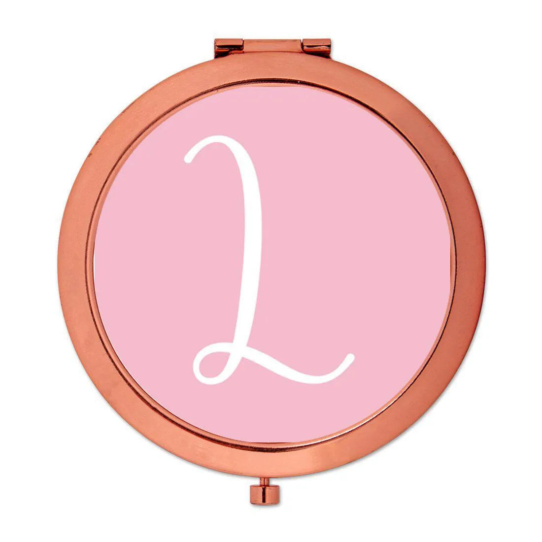 Andaz Press Blush Pink Monogram Rose Gold 2.75 inch Round Compact Mirror
