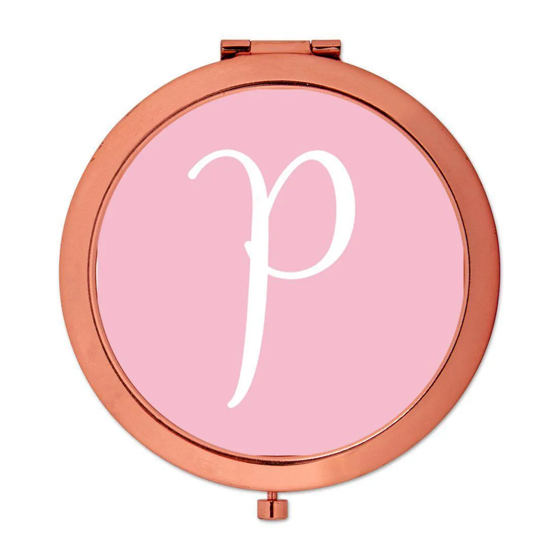 Andaz Press Blush Pink Monogram Rose Gold 2.75 inch Round Compact Mirror