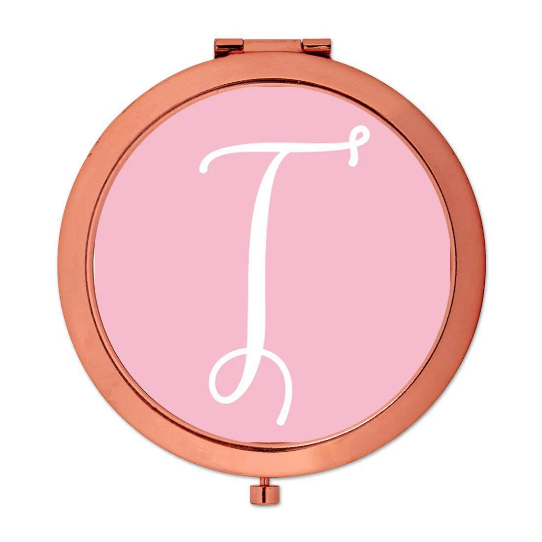 Andaz Press Blush Pink Monogram Rose Gold 2.75 inch Round Compact Mirror