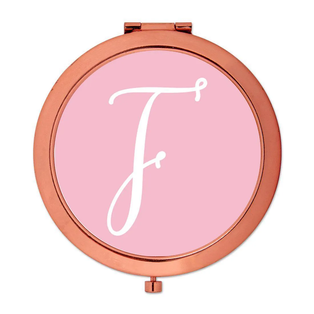 Andaz Press Blush Pink Monogram Rose Gold 2.75 inch Round Compact Mirror