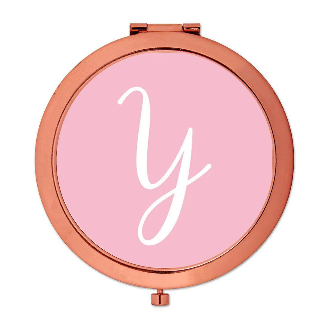 Andaz Press Blush Pink Monogram Rose Gold 2.75 inch Round Compact Mirror