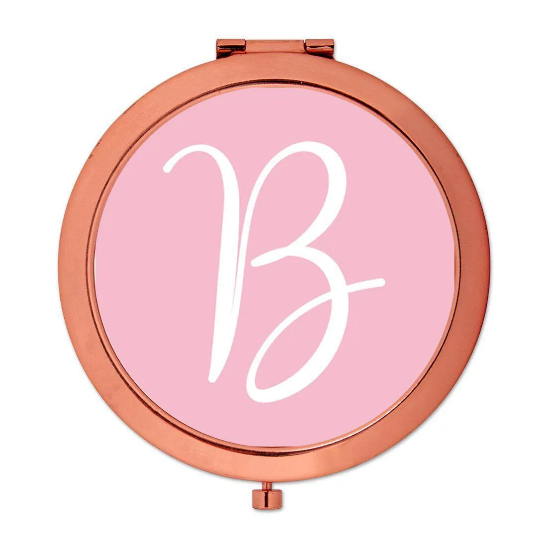 Andaz Press Blush Pink Monogram Rose Gold 2.75 inch Round Compact Mirror