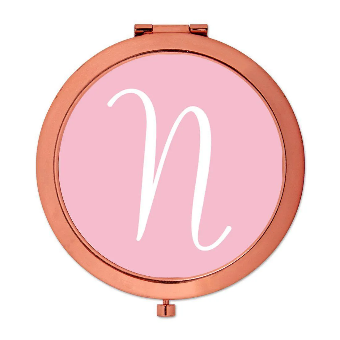 Andaz Press Blush Pink Monogram Rose Gold 2.75 inch Round Compact Mirror