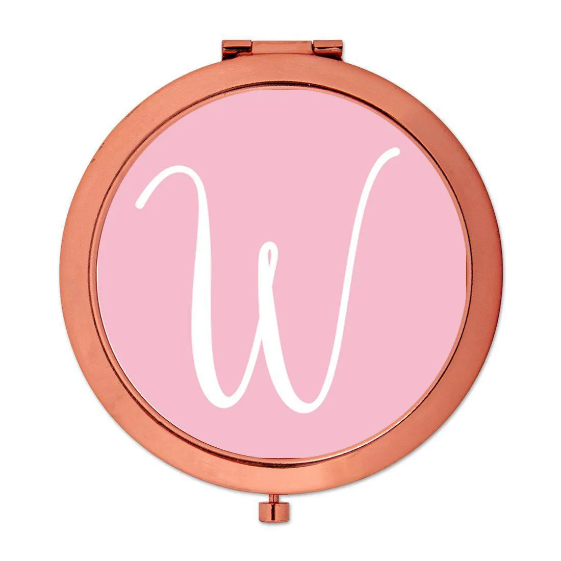 Andaz Press Blush Pink Monogram Rose Gold 2.75 inch Round Compact Mirror
