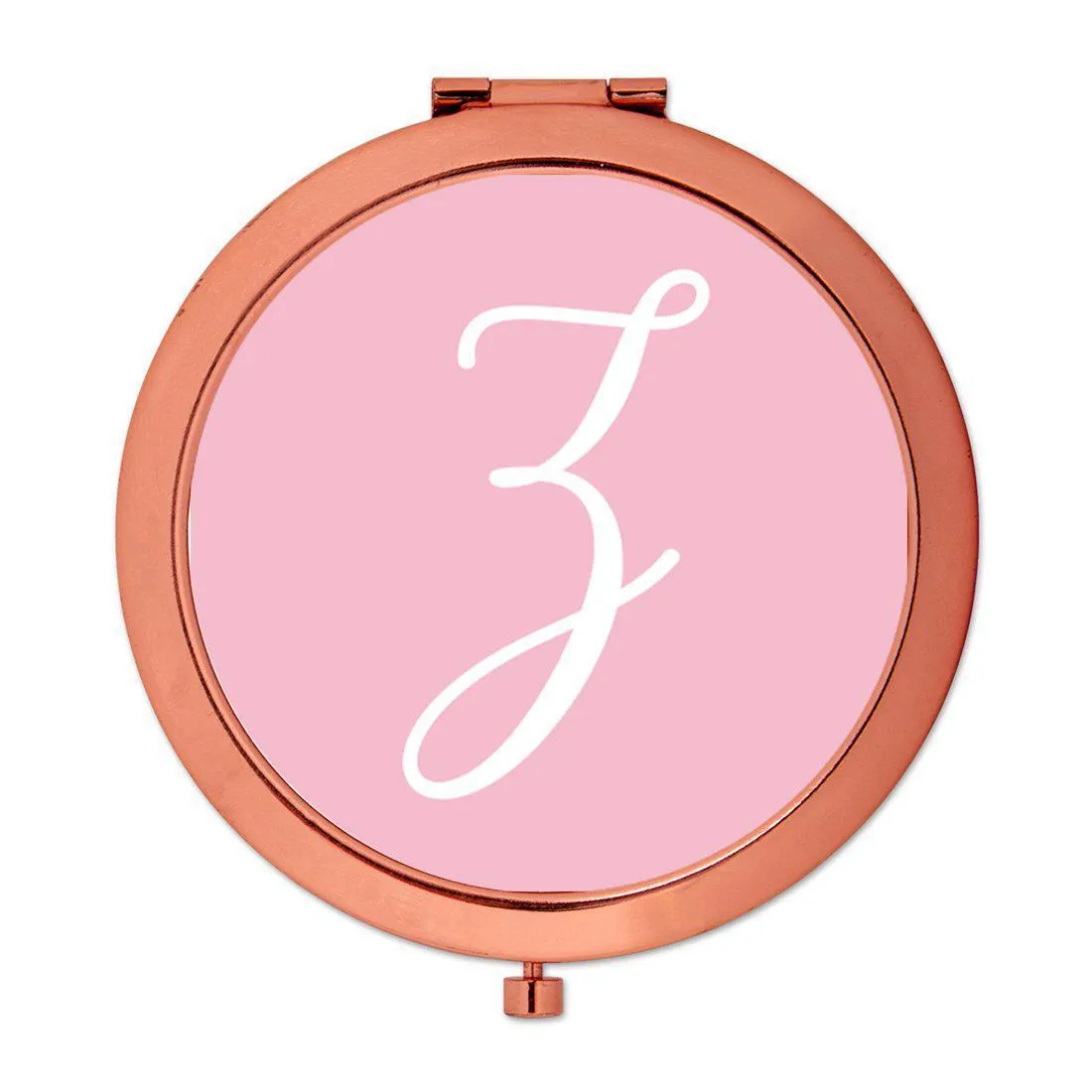 Andaz Press Blush Pink Monogram Rose Gold 2.75 inch Round Compact Mirror