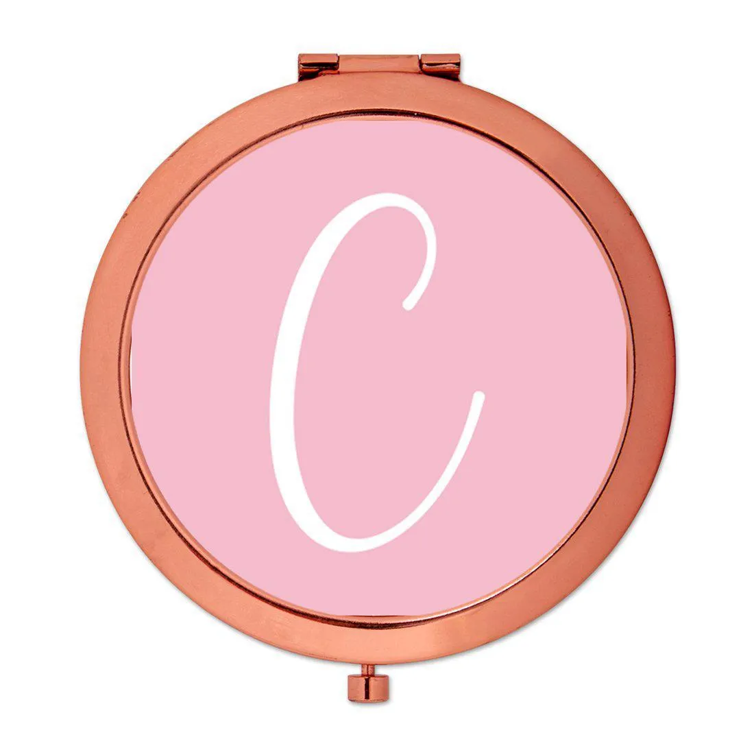 Andaz Press Blush Pink Monogram Rose Gold 2.75 inch Round Compact Mirror