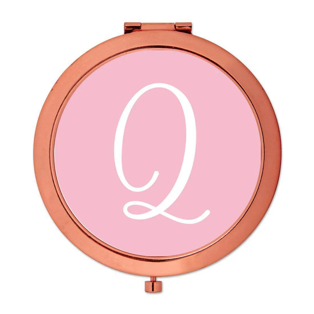 Andaz Press Blush Pink Monogram Rose Gold 2.75 inch Round Compact Mirror