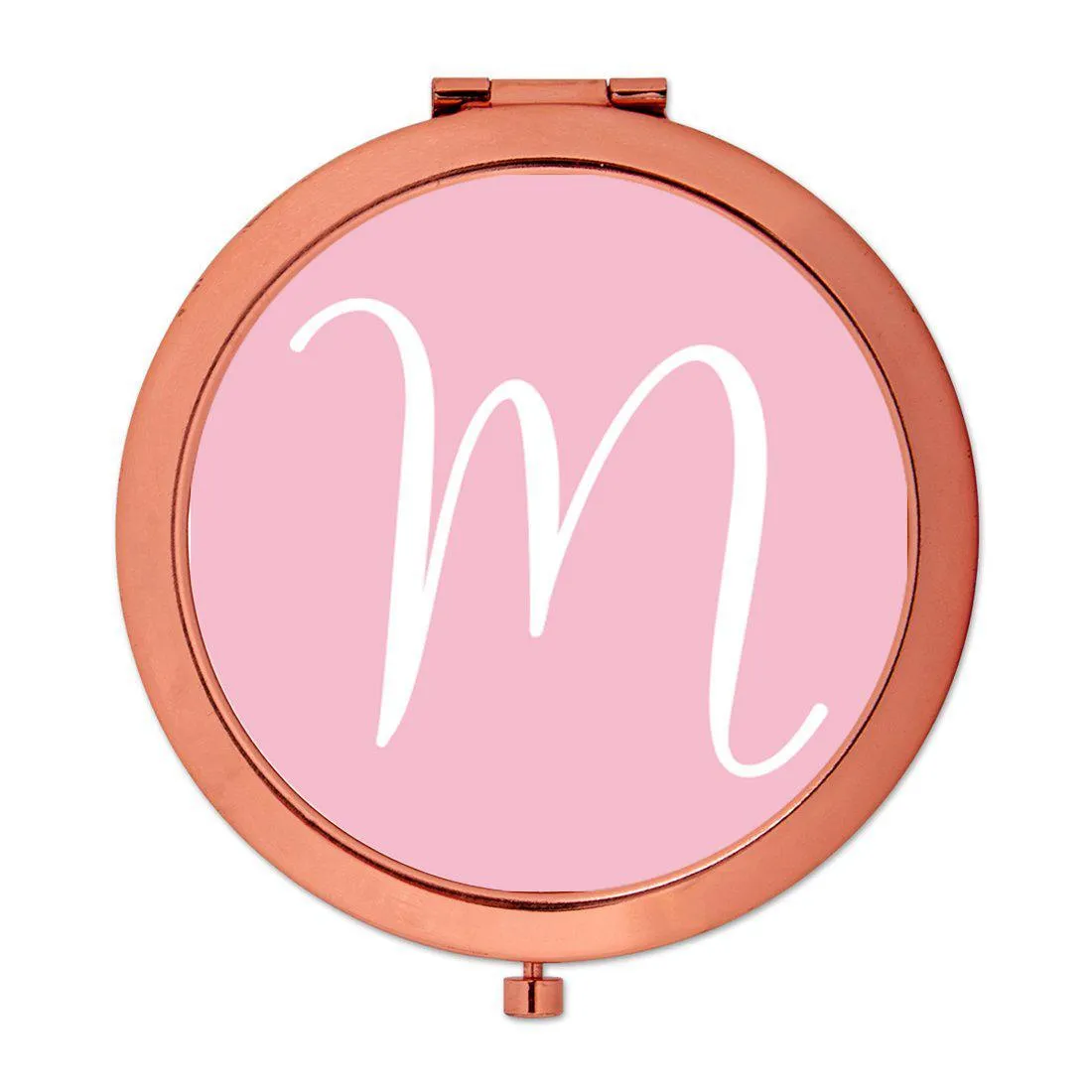 Andaz Press Blush Pink Monogram Rose Gold 2.75 inch Round Compact Mirror