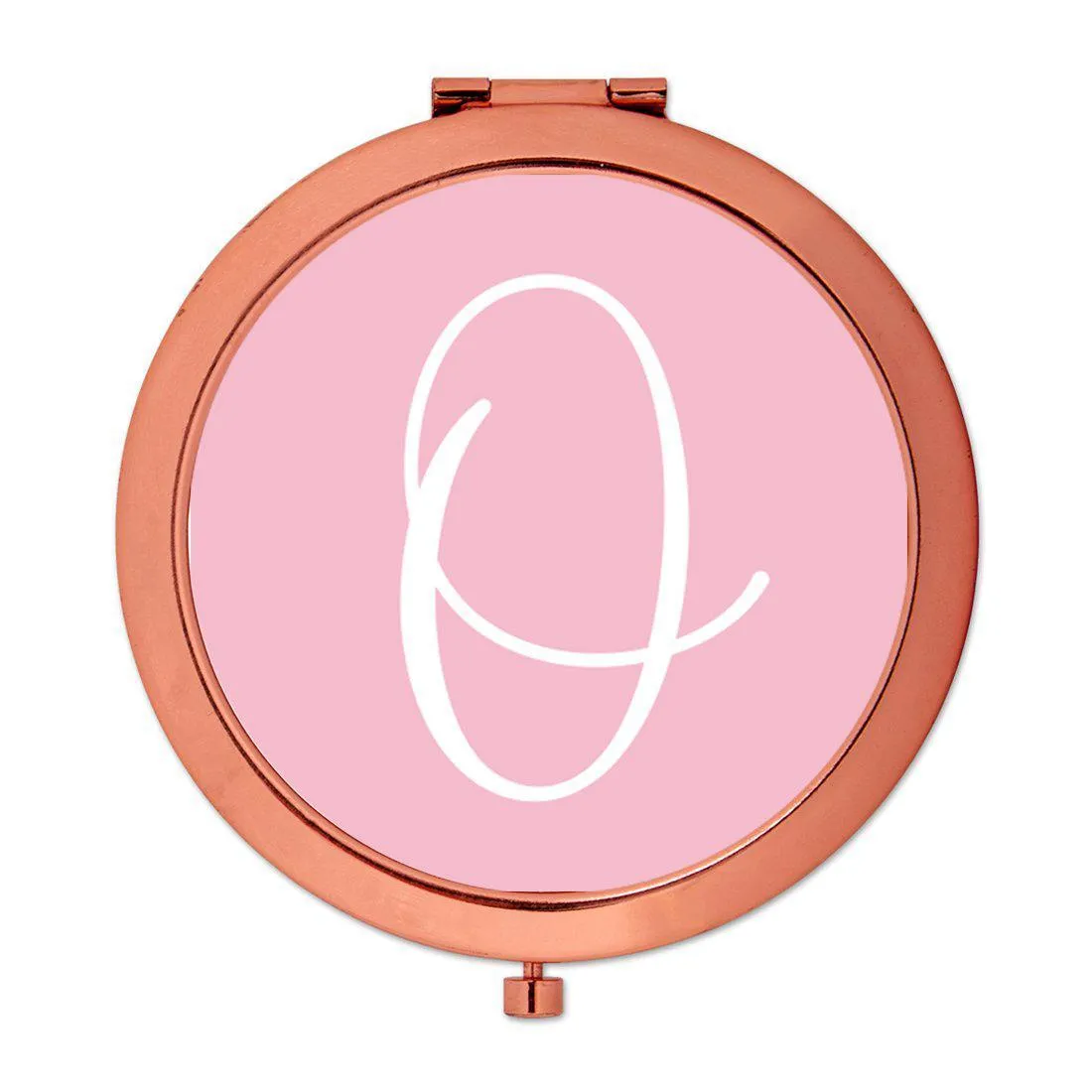 Andaz Press Blush Pink Monogram Rose Gold 2.75 inch Round Compact Mirror