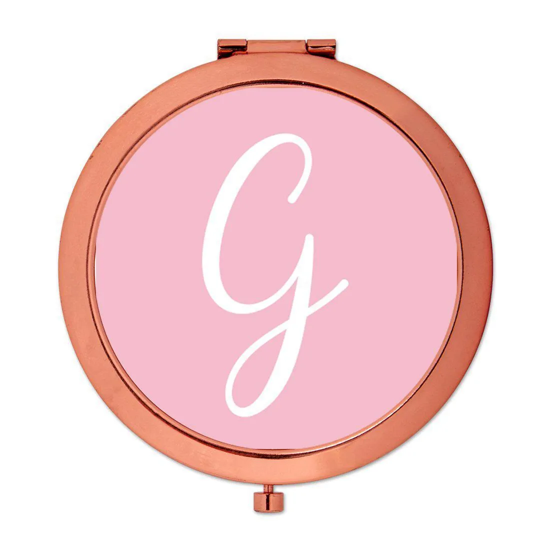 Andaz Press Blush Pink Monogram Rose Gold 2.75 inch Round Compact Mirror