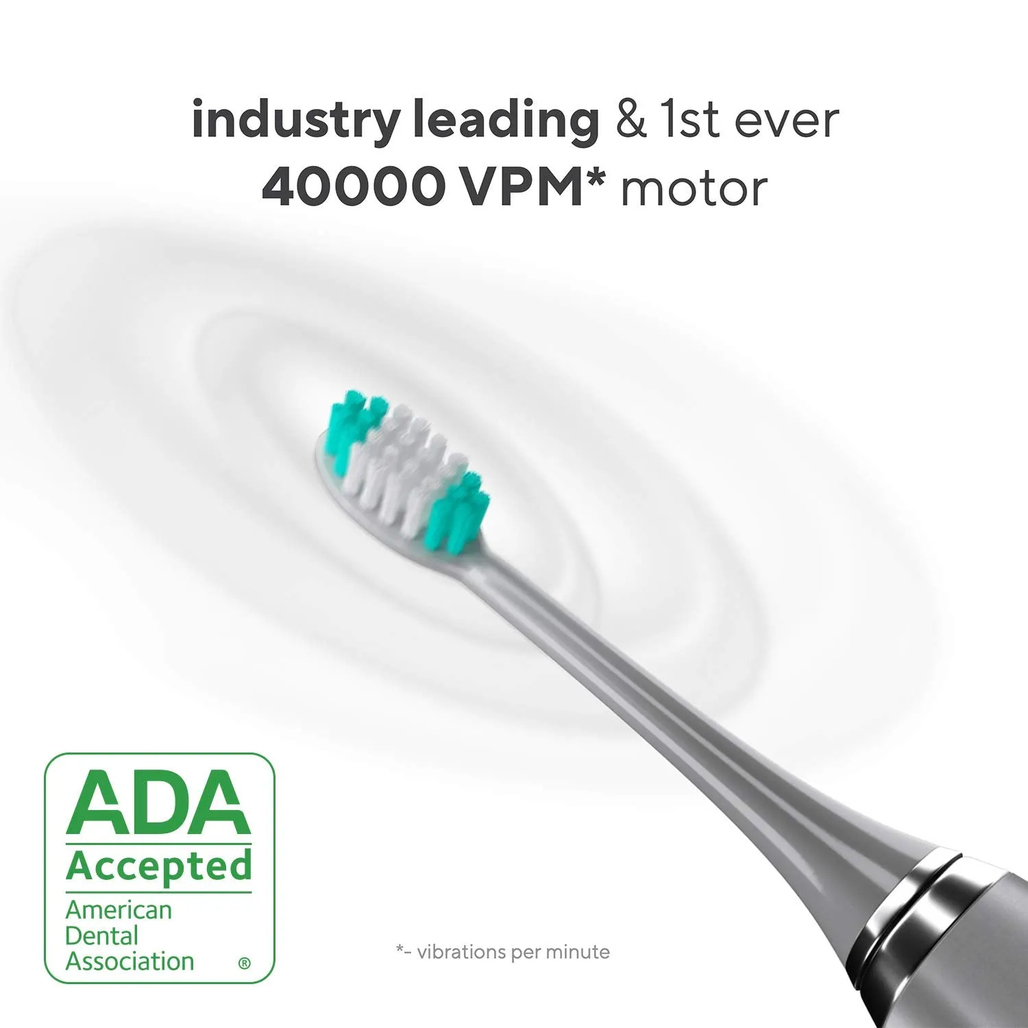 AquaSonic Vibe Series Ultra Whitening Toothbrush – ADA Accepted Electric Toothbrush - 8 Brush Heads & Travel Case - Ultra Sonic Motor & Wireless Charging - 4 Modes w Smart Timer – Charcoal Metallic