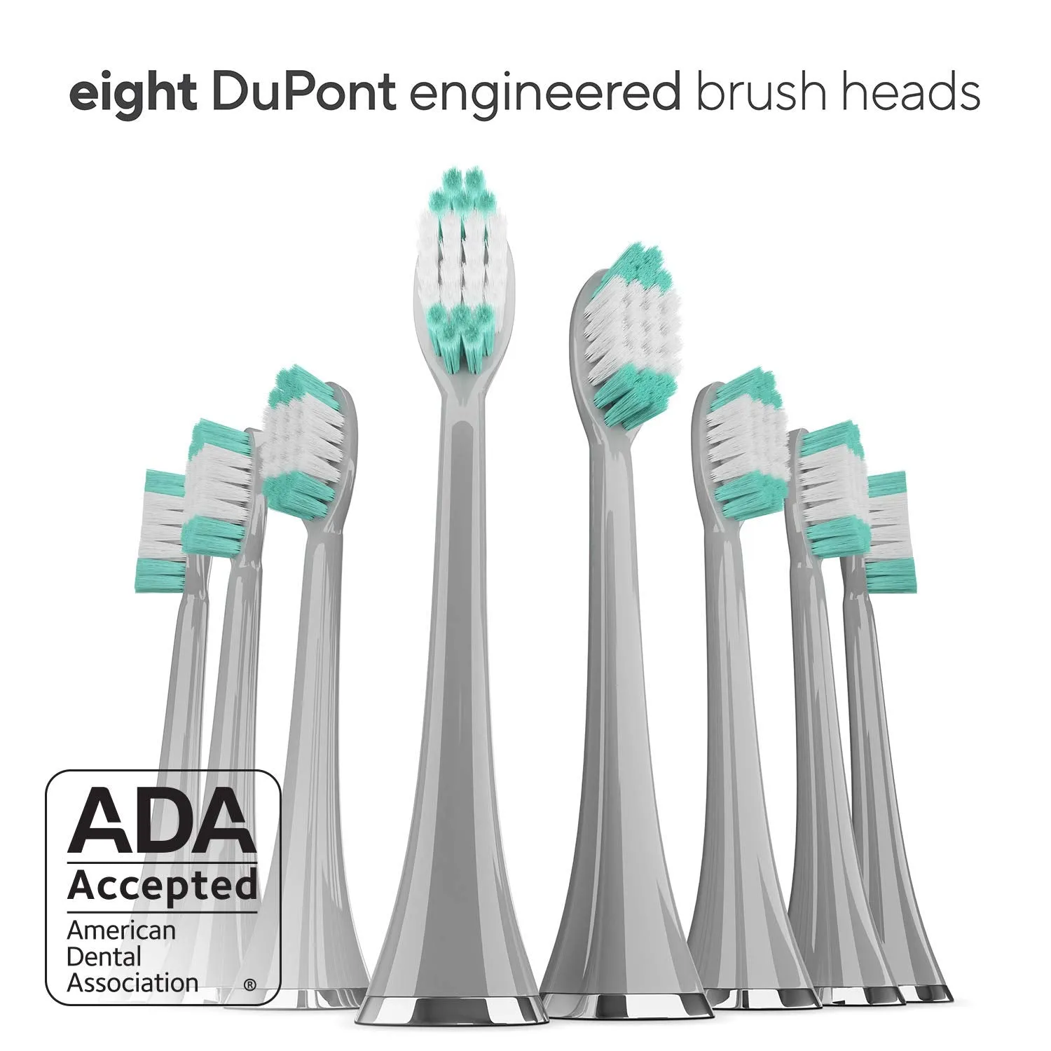 AquaSonic Vibe Series Ultra Whitening Toothbrush – ADA Accepted Electric Toothbrush - 8 Brush Heads & Travel Case - Ultra Sonic Motor & Wireless Charging - 4 Modes w Smart Timer – Charcoal Metallic