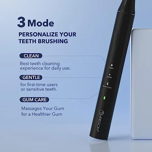 ARISSON Sonic Electric Toothbrush for Adults and Kids, 1.5H Charge for 90 Days, 40,000 VPM Power Toothbrush, Ultrasonic Electric Toothbrushes, 2 Minutes Smart Timer, 1.6 Oz Travel Toothbrush, Black