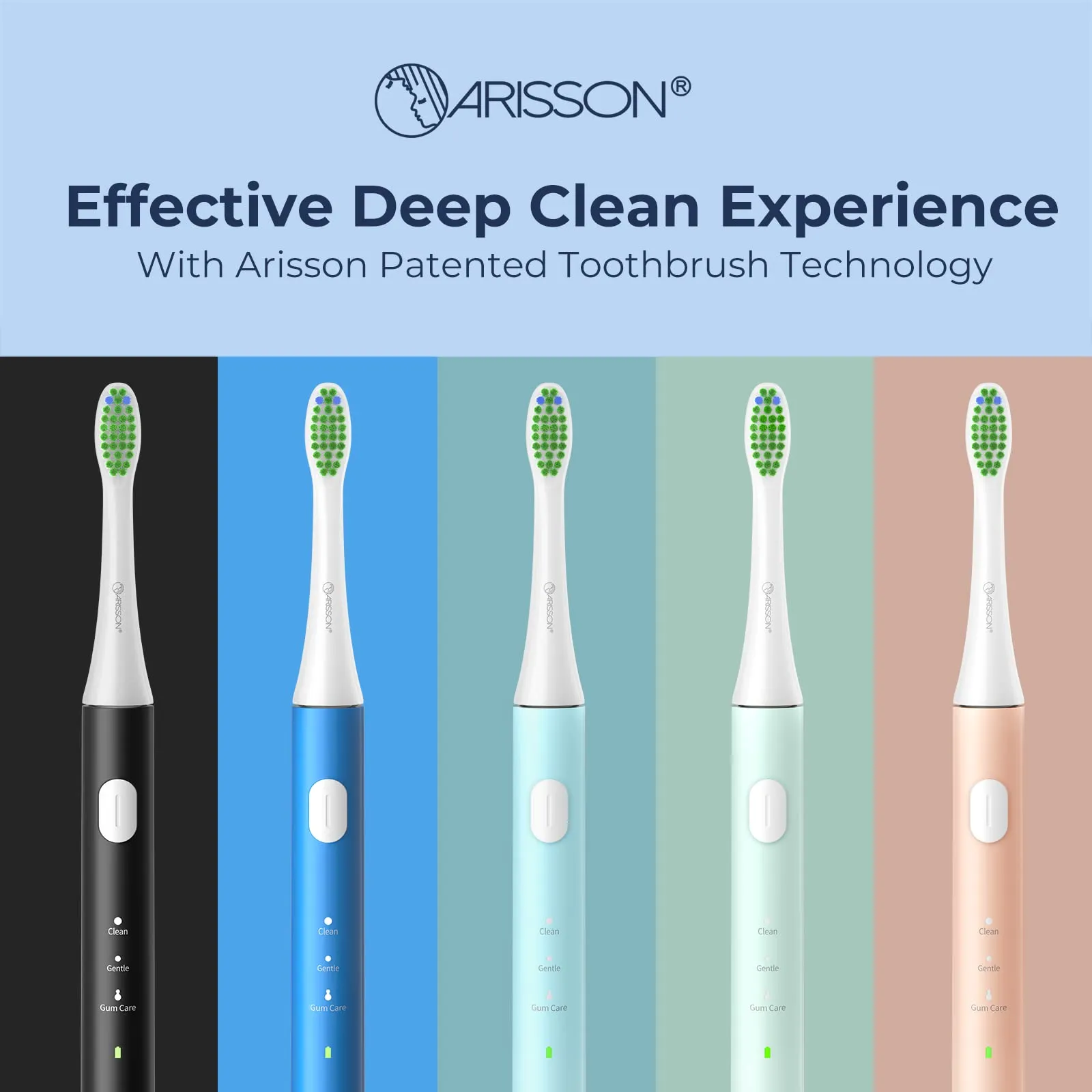 ARISSON Sonic Electric Toothbrush for Adults and Kids, 40,000 VPM Power Toothbrush, 1.5H Fast Charge Ultrasonic Electric Toothbrushes with 2 Minutes Smart Timer, White on Azure Blue